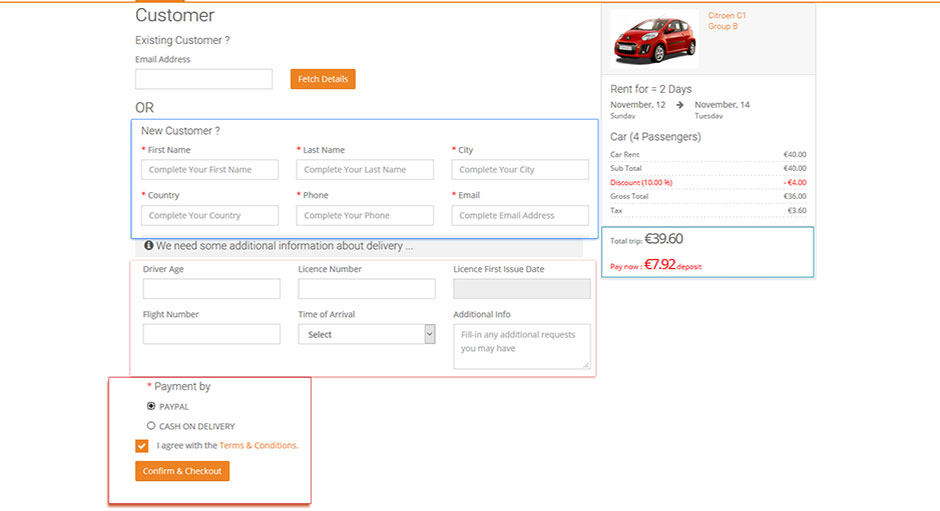 rent a car booking system